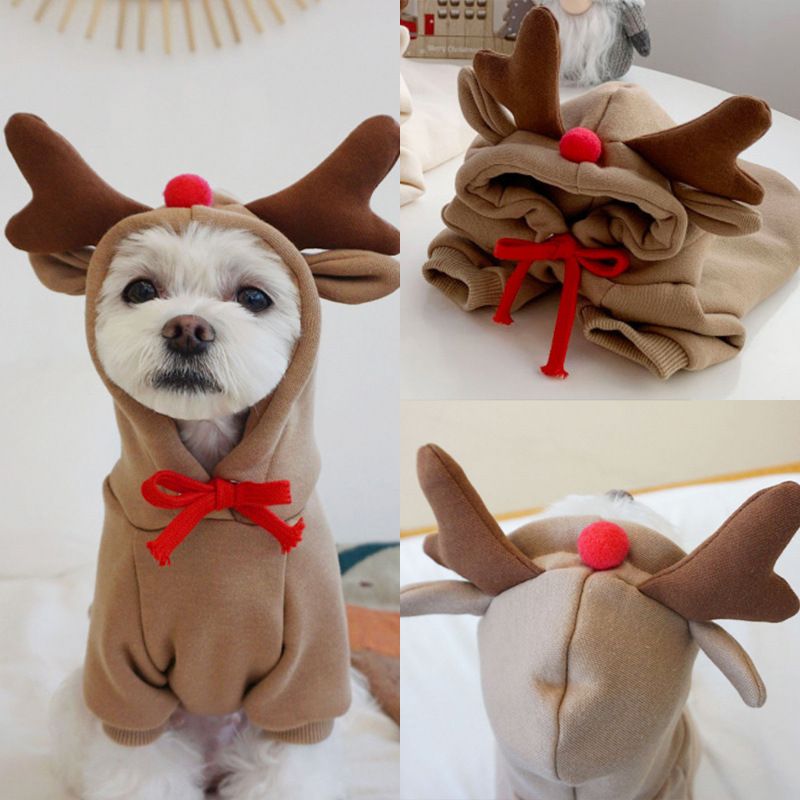 Reindeer Hoodie with Red Nose & Antlers