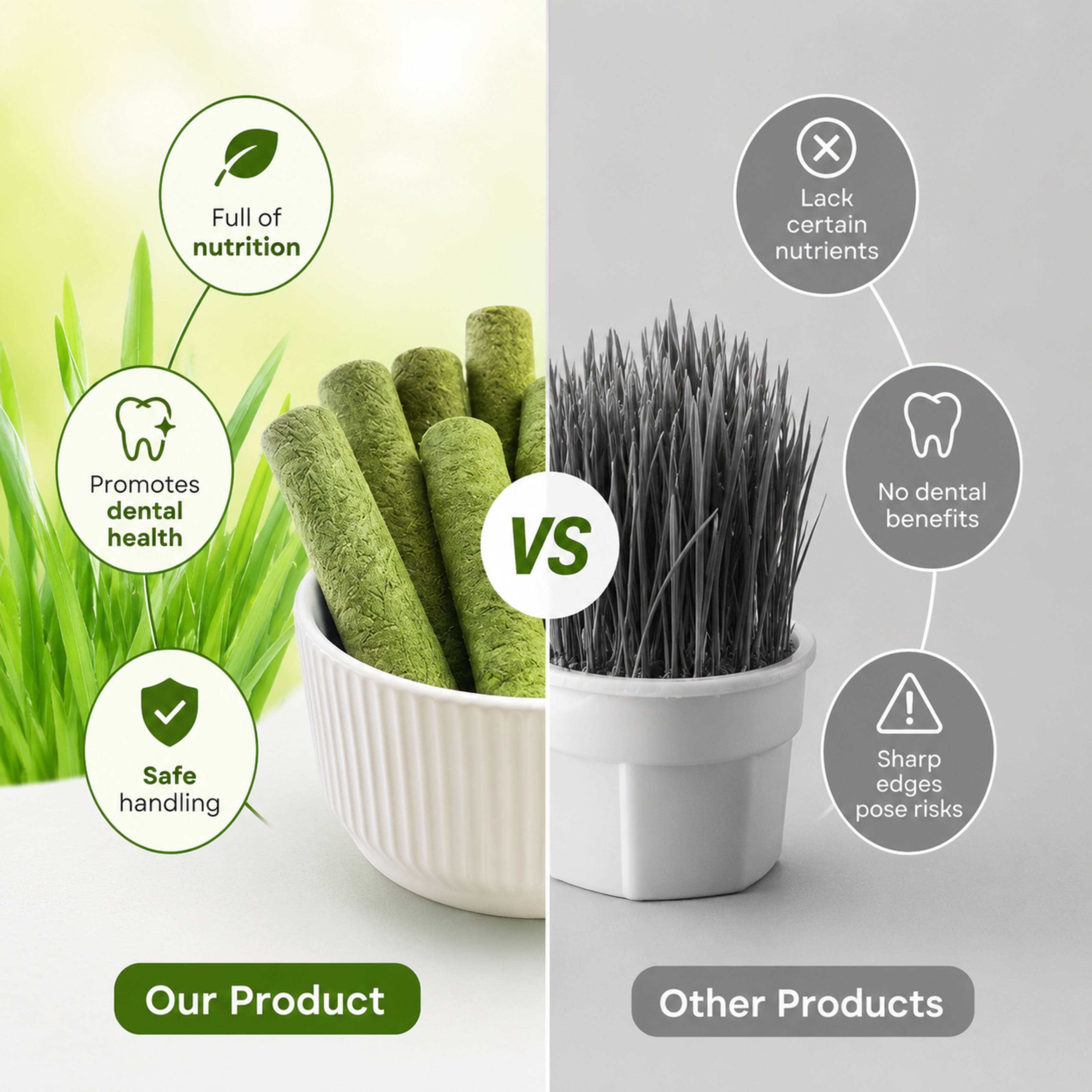 Cat Grass Teething Sticks - 6pcs/Bag