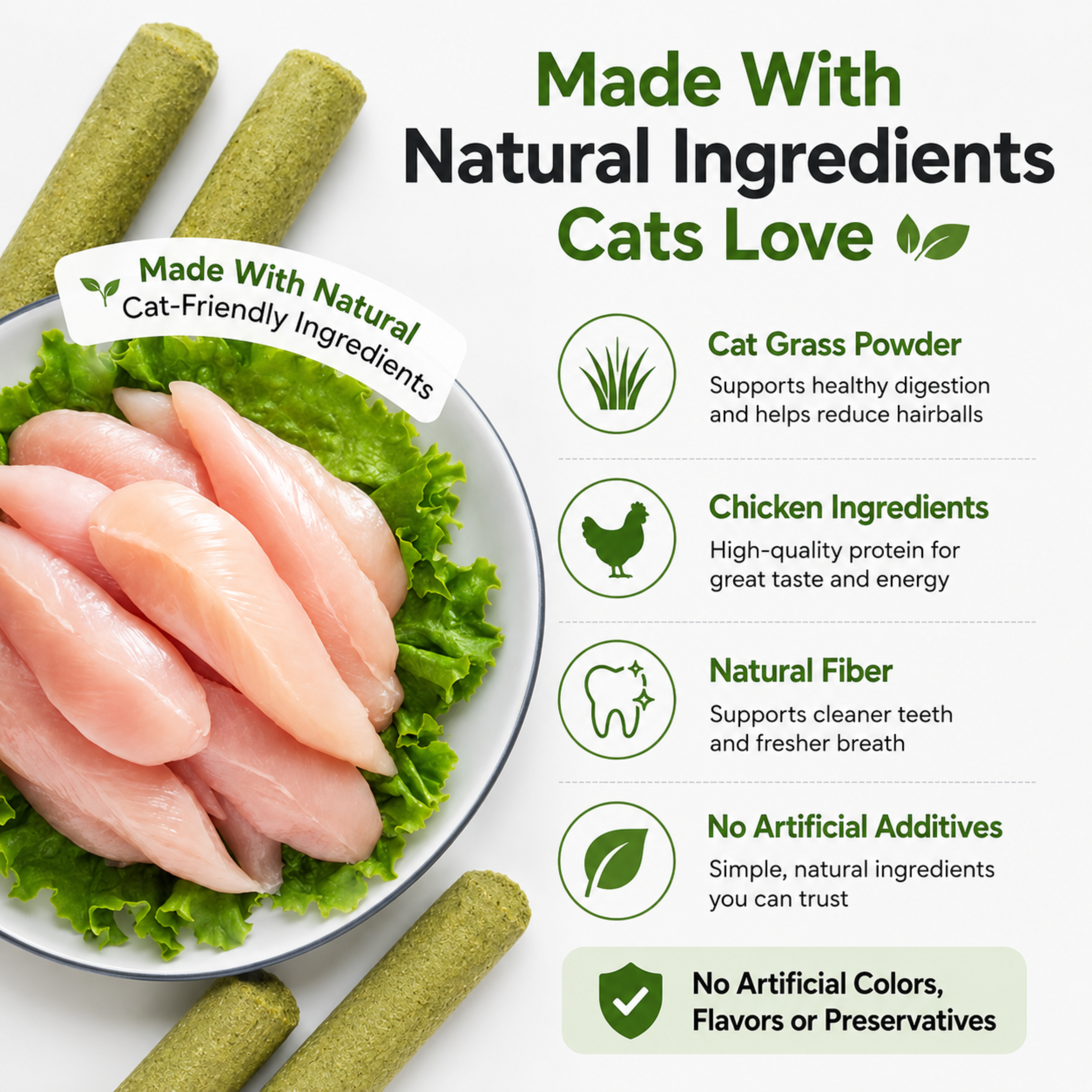 Cat Grass Teething Sticks - 6pcs/Bag