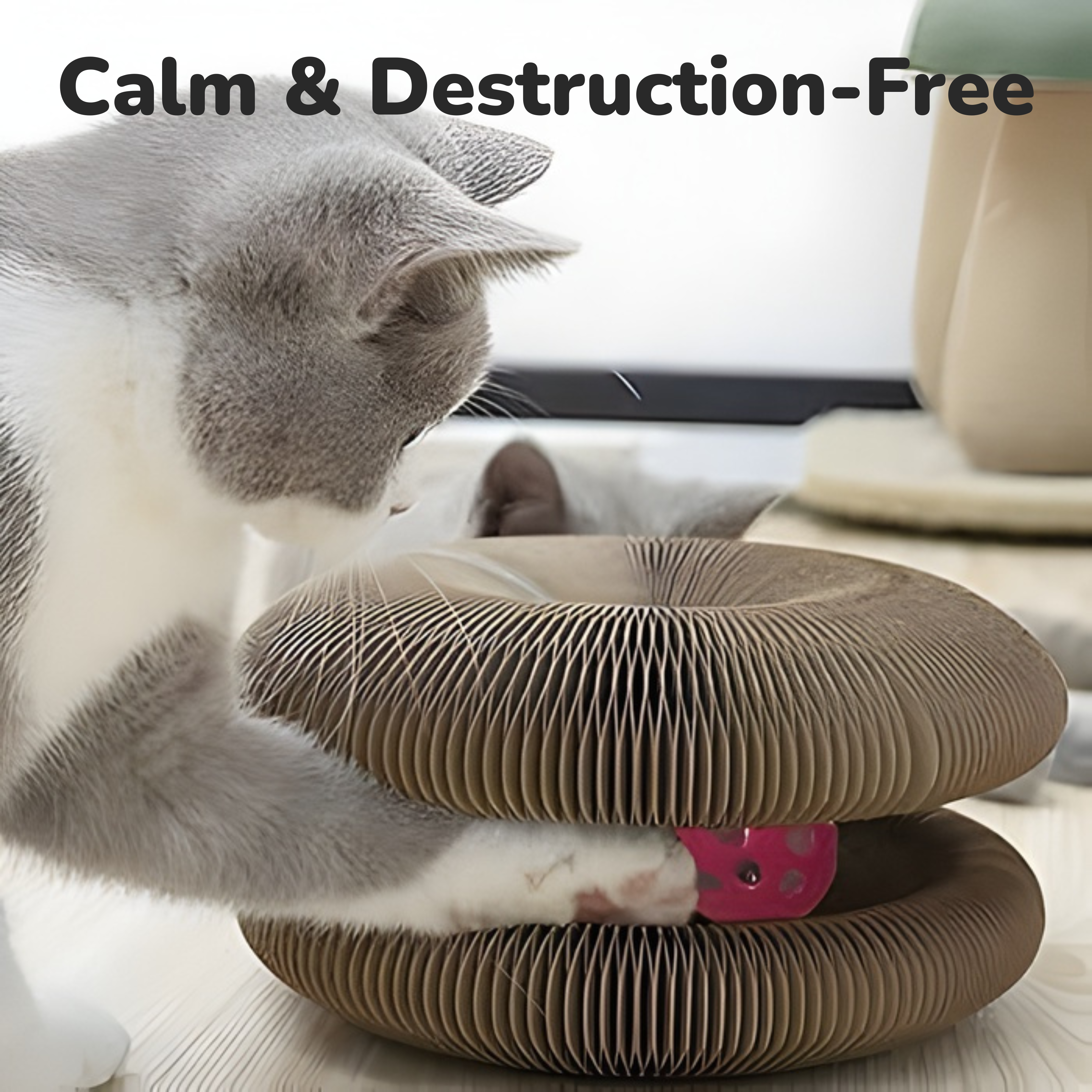 Cat Donut Scratcher Toy + Bell Ball