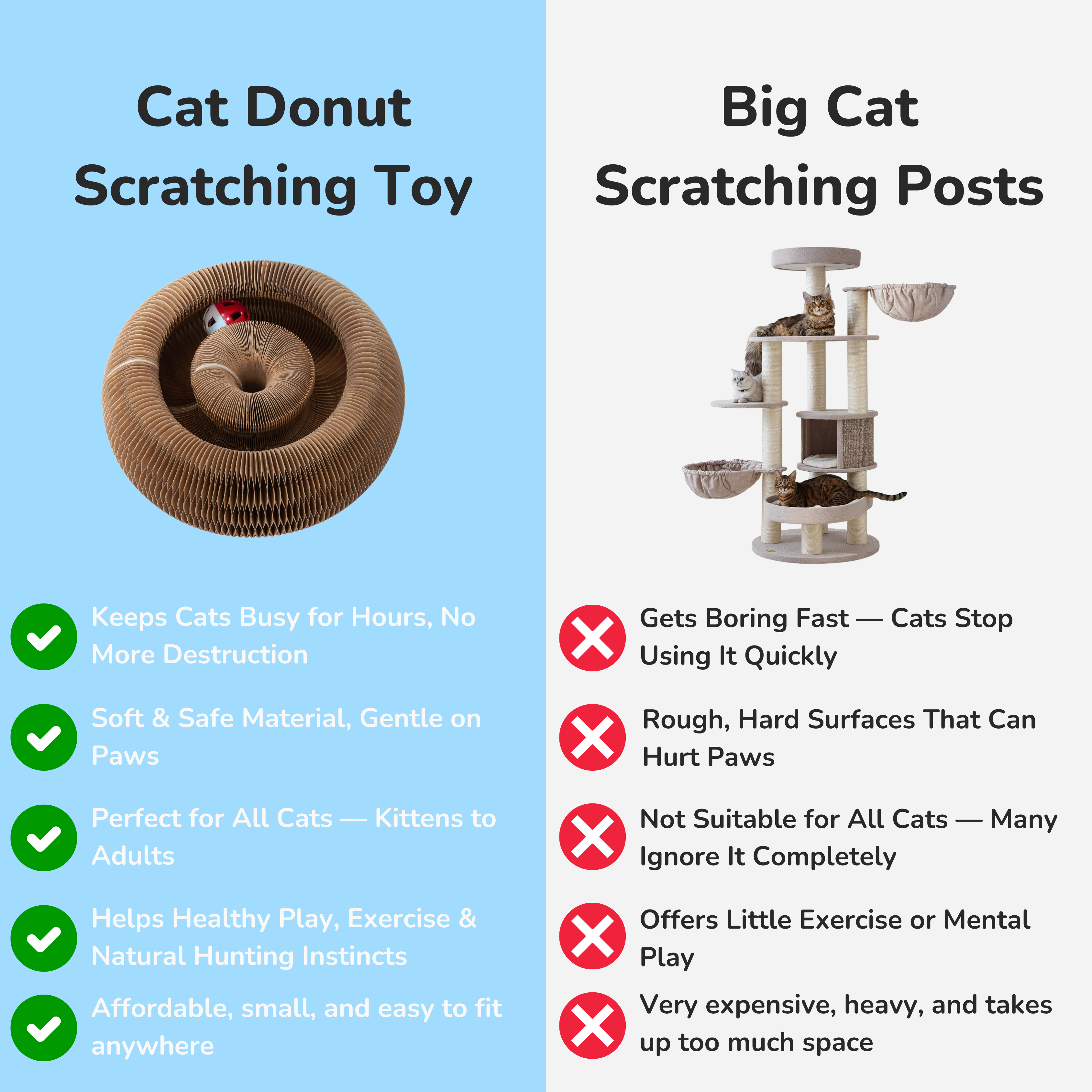 Cat Donut Scratcher Toy + Bell Ball