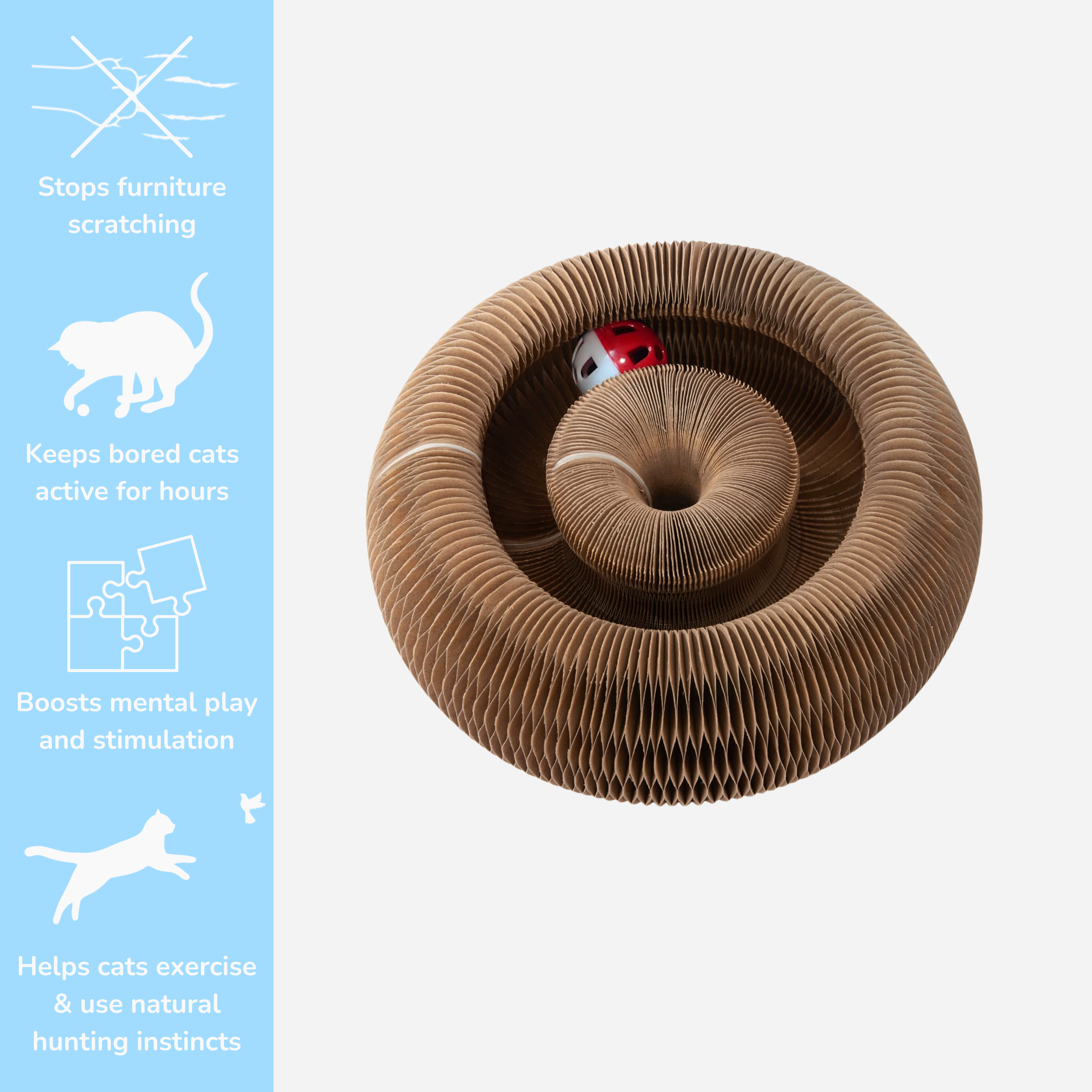Cat Donut Scratcher Toy + Bell Ball